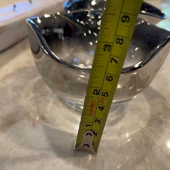 Vintage 50's60’s Dorothy Thorpe pinched Glass bowls x 2 retro silver - Picture 12 of 12